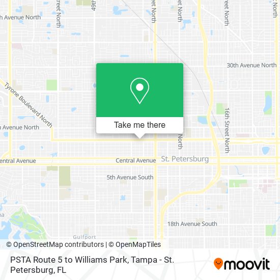 PSTA Route 5 to Williams Park map