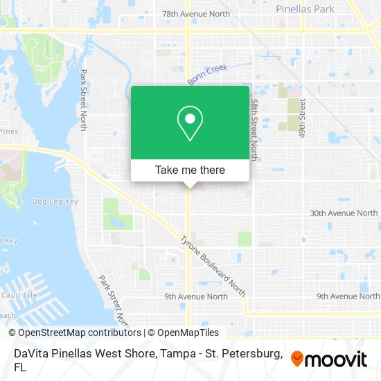 DaVita Pinellas West Shore map