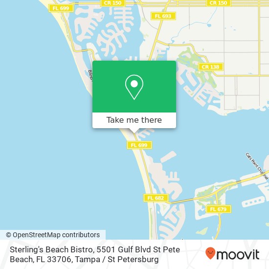 Mapa de Sterling's Beach Bistro, 5501 Gulf Blvd St Pete Beach, FL 33706