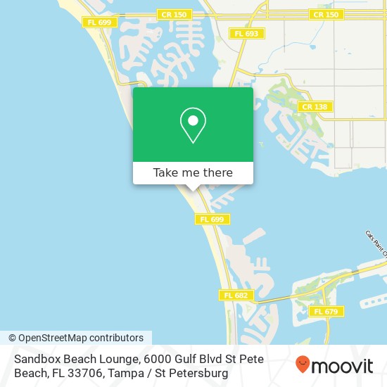 Mapa de Sandbox Beach Lounge, 6000 Gulf Blvd St Pete Beach, FL 33706
