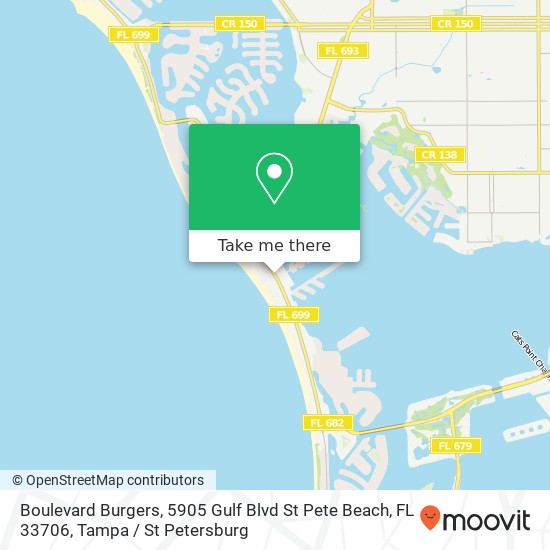 Mapa de Boulevard Burgers, 5905 Gulf Blvd St Pete Beach, FL 33706