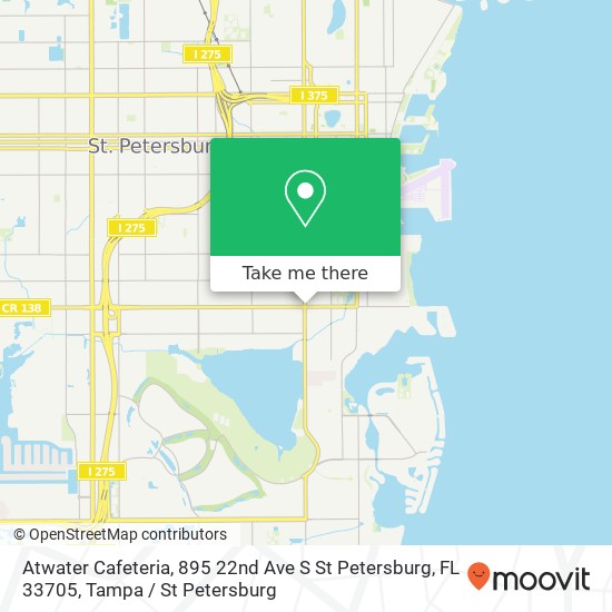 Mapa de Atwater Cafeteria, 895 22nd Ave S St Petersburg, FL 33705