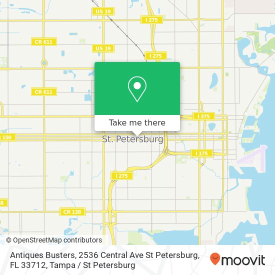 Mapa de Antiques Busters, 2536 Central Ave St Petersburg, FL 33712