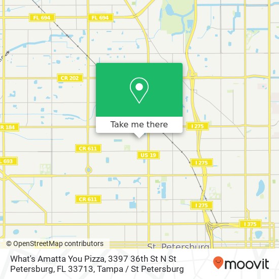 Mapa de What's Amatta You Pizza, 3397 36th St N St Petersburg, FL 33713