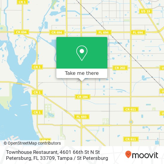 Mapa de Townhouse Restaurant, 4601 66th St N St Petersburg, FL 33709