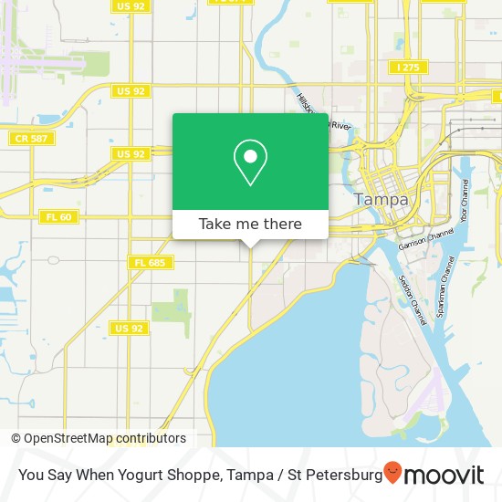 Mapa de You Say When Yogurt Shoppe, 533 S Howard Ave Tampa, FL 33606