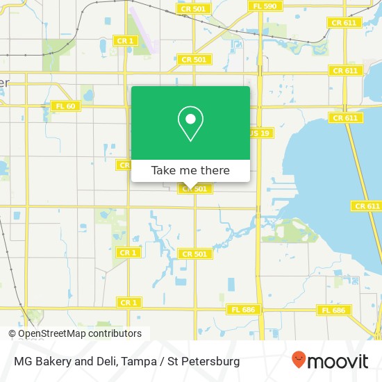 Mapa de MG Bakery and Deli, 2174 Nursery Rd Clearwater, FL 33764