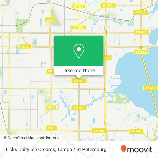 Mapa de Licks Dairy Ice Creams, 1446 S Belcher Rd Clearwater, FL 33764