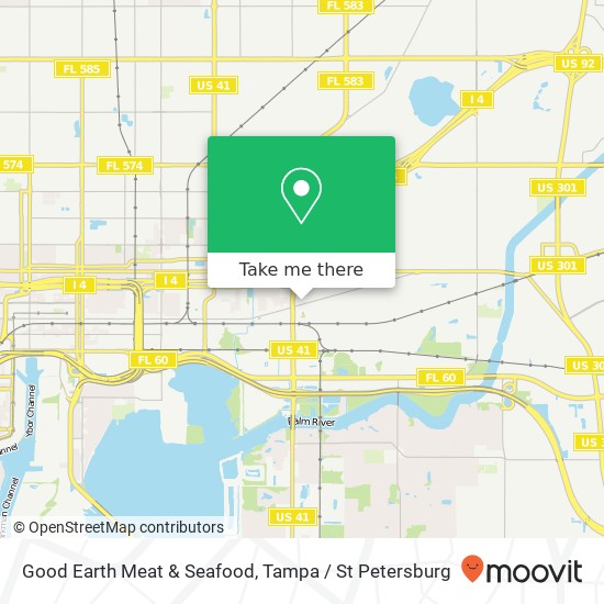 Mapa de Good Earth Meat & Seafood, 5012 E Broadway Ave Tampa, FL 33619