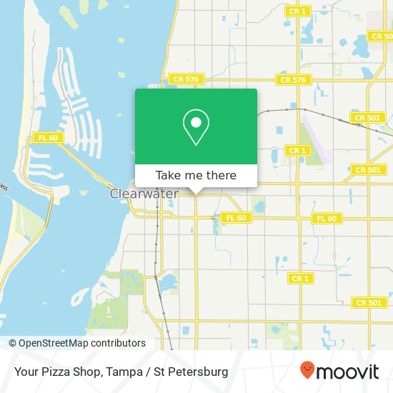 Mapa de Your Pizza Shop, 11 S Missouri Ave Clearwater, FL 33756