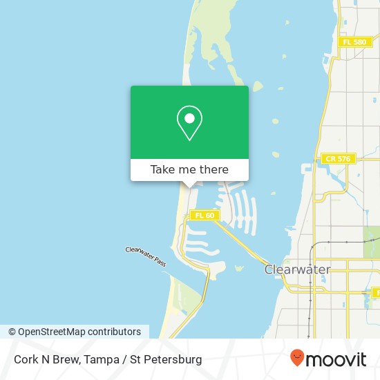Mapa de Cork N Brew, 524 Mandalay Ave Clearwater, FL 33767