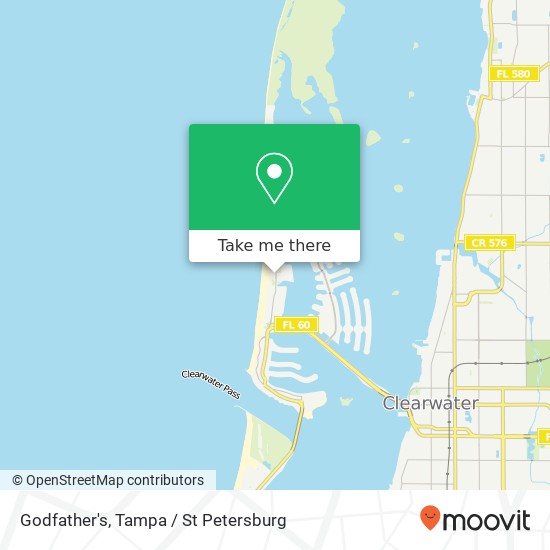 Mapa de Godfather's, 580 Mandalay Ave Clearwater, FL 33767