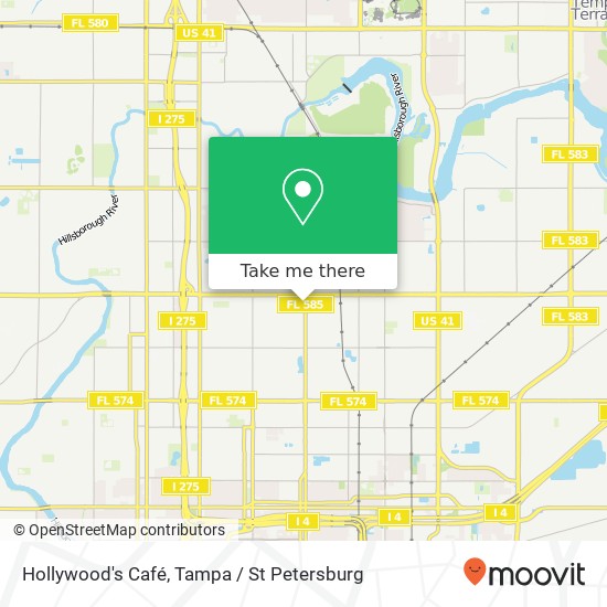 Mapa de Hollywood's Café, 5208 N 22nd St Tampa, FL 33610