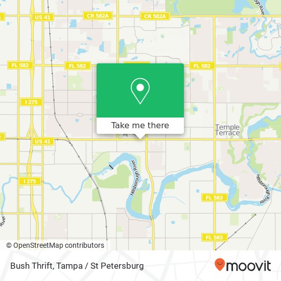 Mapa de Bush Thrift, 3613 E Busch Blvd Tampa, FL 33612