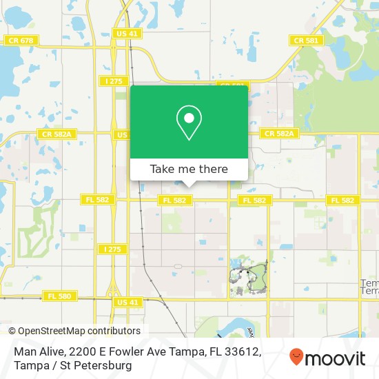 Mapa de Man Alive, 2200 E Fowler Ave Tampa, FL 33612