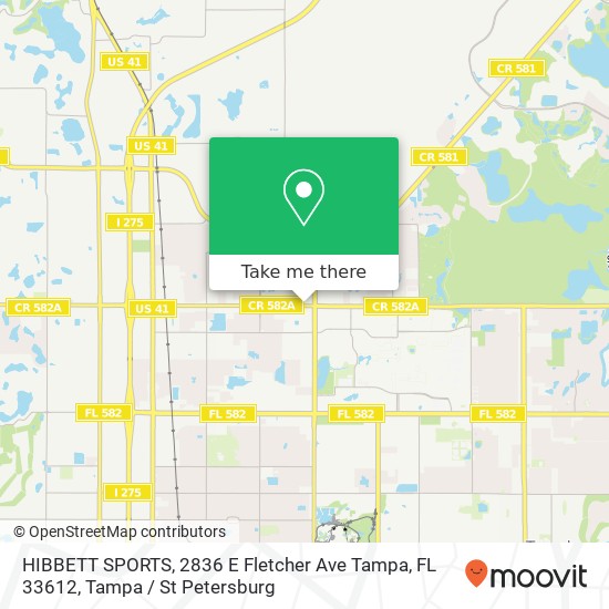 Mapa de HIBBETT SPORTS, 2836 E Fletcher Ave Tampa, FL 33612