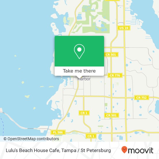 Mapa de Lulu's Beach House Cafe, 917 11th St Palm Harbor, FL 34683