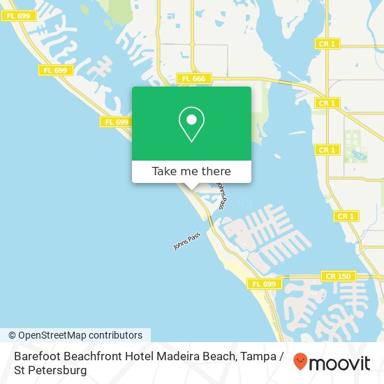 Barefoot Beachfront Hotel Madeira Beach map