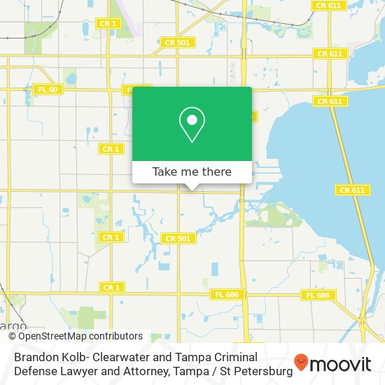 Brandon Kolb- Clearwater and Tampa Criminal Defense Lawyer and Attorney map