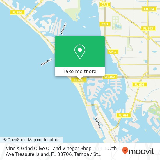 Mapa de Vine & Grind Olive Oil and Vinegar Shop, 111 107th Ave Treasure Island, FL 33706