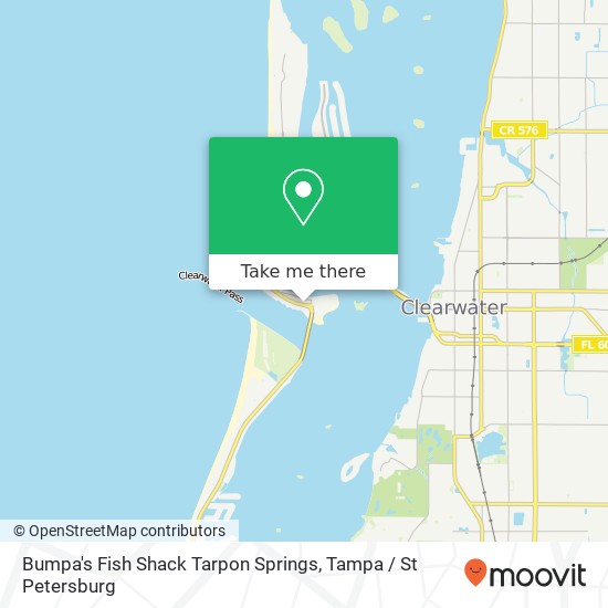 Mapa de Bumpa's Fish Shack Tarpon Springs, 752 S Gulfview Blvd Clearwater Beach, FL 33767