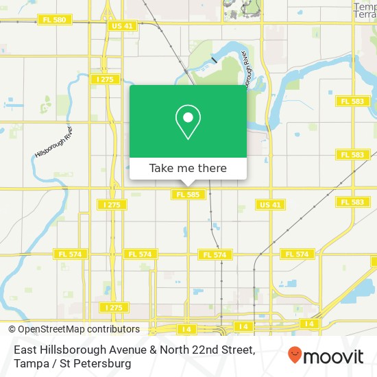 East Hillsborough Avenue & North 22nd Street map