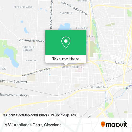 V&V Appliance Parts map