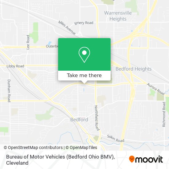 Bureau of Motor Vehicles (Bedford Ohio BMV) map