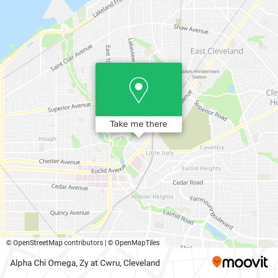 How to get to Alpha Chi Omega Zy at Cwru in Cleveland by Bus or