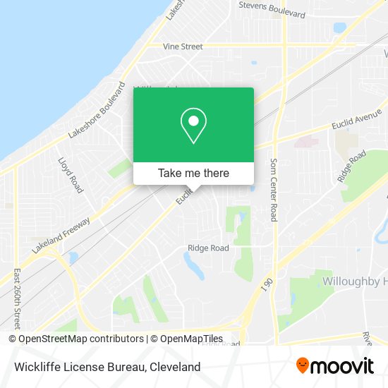 Wickliffe License Bureau map