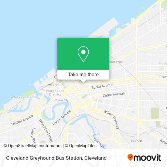 Cleveland Greyhound Bus Station map