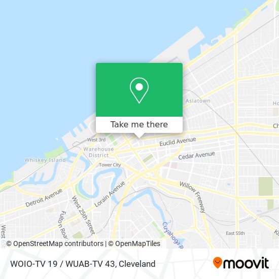 WOIO-TV 19 / WUAB-TV 43 map