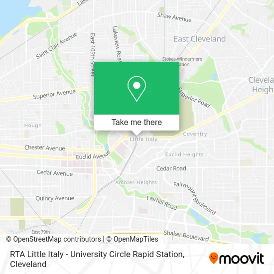 Mapa de RTA Little Italy - University Circle Rapid Station