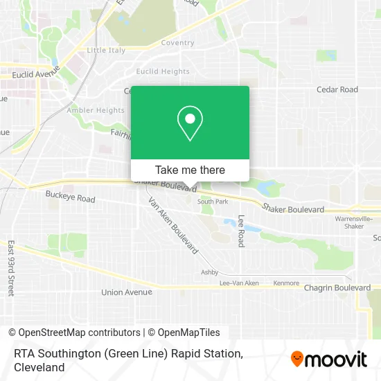 RTA Southington (Green Line) Rapid Station map