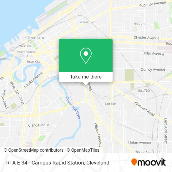 RTA E 34 - Campus Rapid Station map