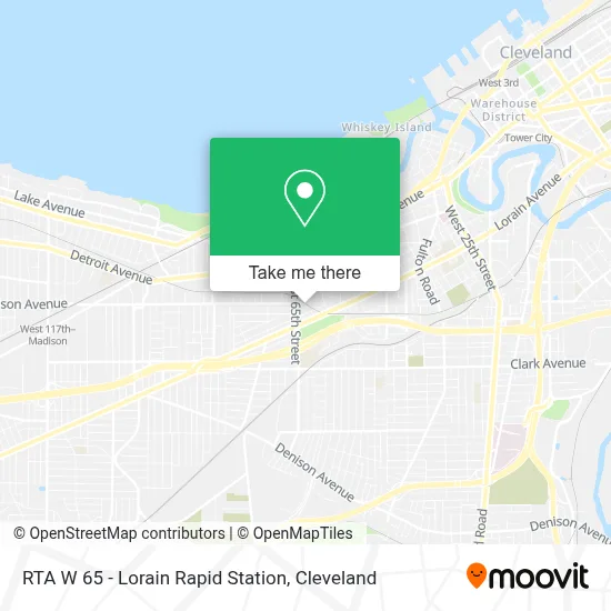 RTA W 65 - Lorain Rapid Station map