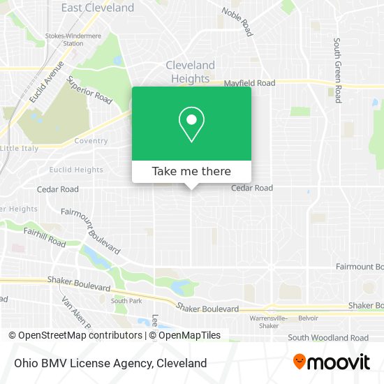 Ohio BMV License Agency map