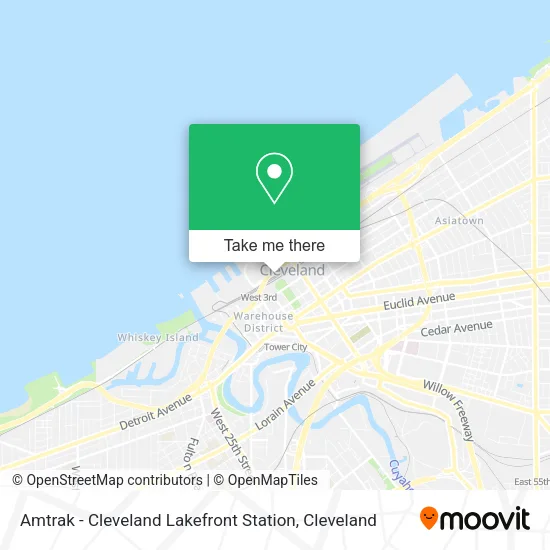 Mapa de Amtrak - Cleveland Lakefront Station