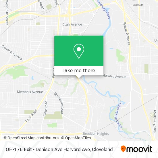 OH-176 Exit - Denison Ave Harvard Ave map