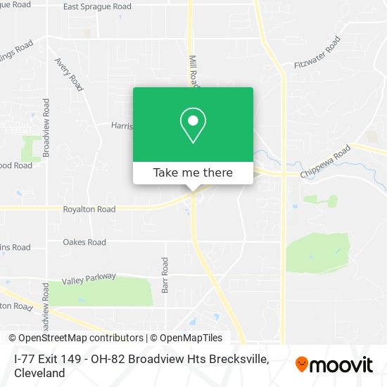 I-77 Exit 149 - OH-82 Broadview Hts Brecksville map