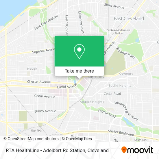 RTA HealthLine - Adelbert Rd Station map