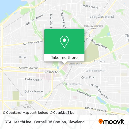 RTA HealthLine - Cornell Rd Station map