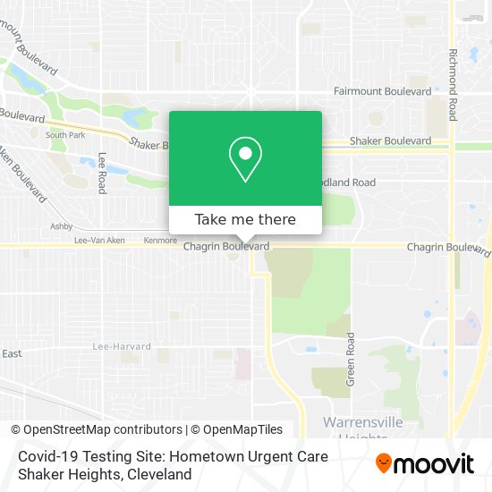 Mapa de Covid-19 Testing Site: Hometown Urgent Care Shaker Heights