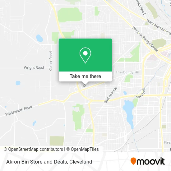 Akron Bin Store and Deals map