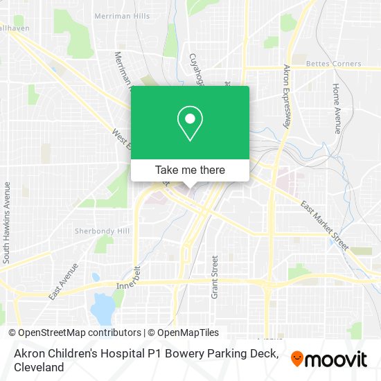 Akron Children's Hospital P1 Bowery Parking Deck map