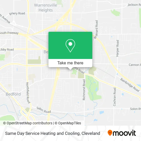 Same Day Service Heating and Cooling map