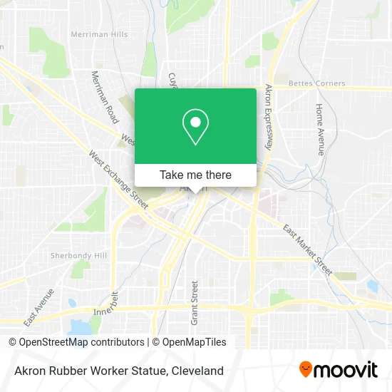 Akron Rubber Worker Statue map