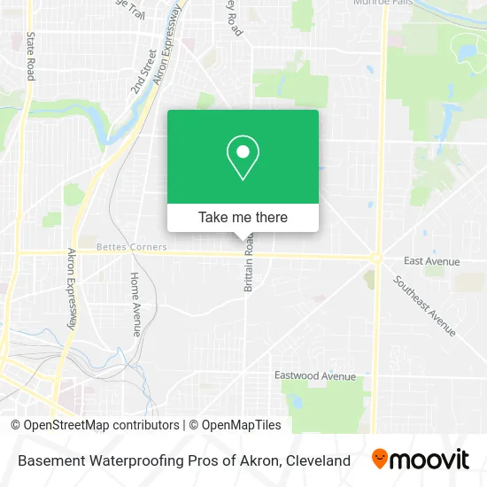 Basement Waterproofing Pros of Akron map
