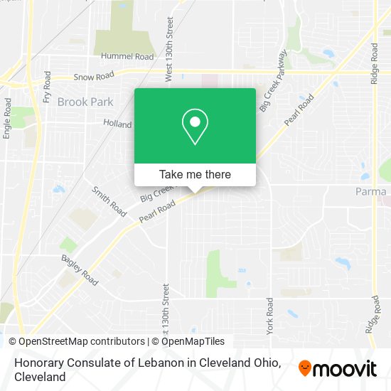 Honorary Consulate of Lebanon in Cleveland Ohio map