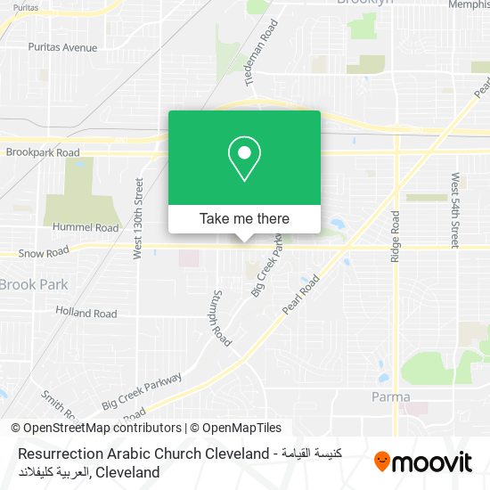 Resurrection Arabic Church Cleveland - كنيسة القيامة العربية كليفلاند map